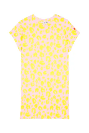 Blush with Yellow Leopard T-Shirt Dress