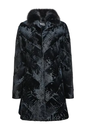 Navy Blue Russian Broadtail & Sable Fur Coat