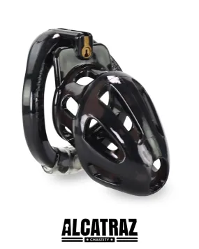 0862AR-SIS      Sissy Whore Locking Black Chastity Cock Cage, Medium Base Ring