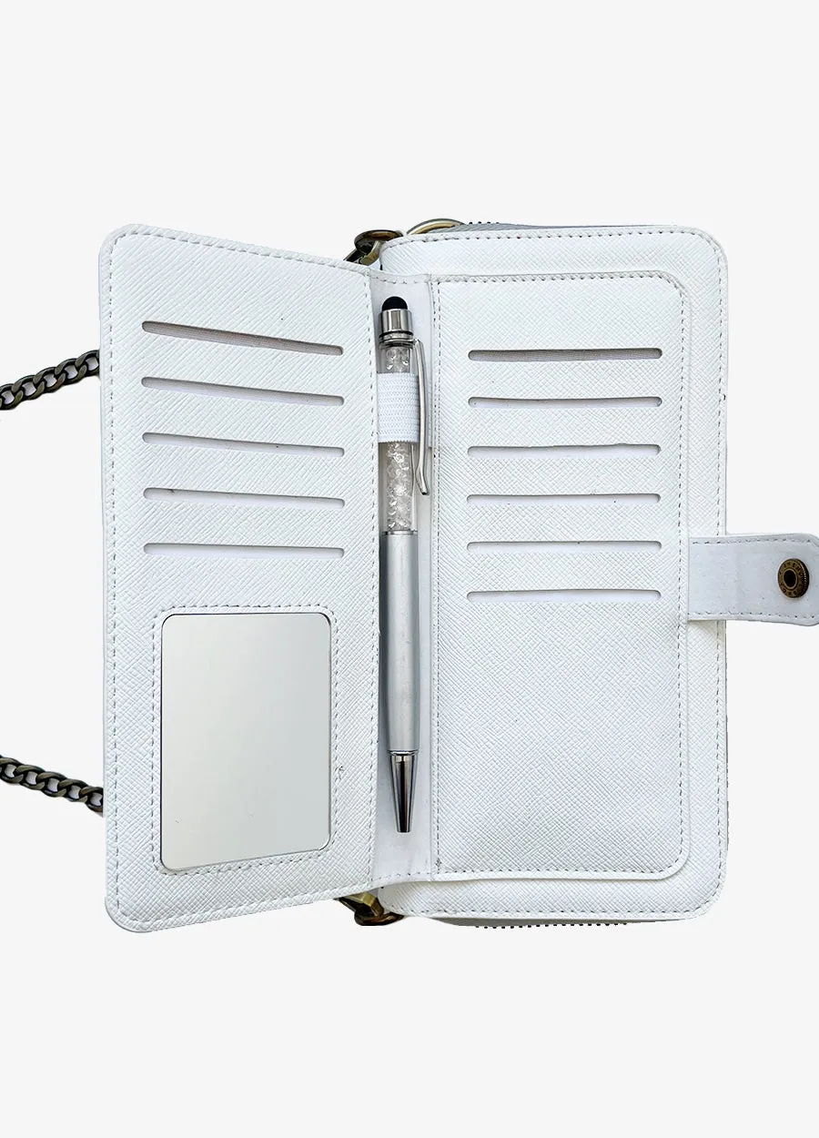 2-in-1 RFID Crossbody Wallet Phone Case in White