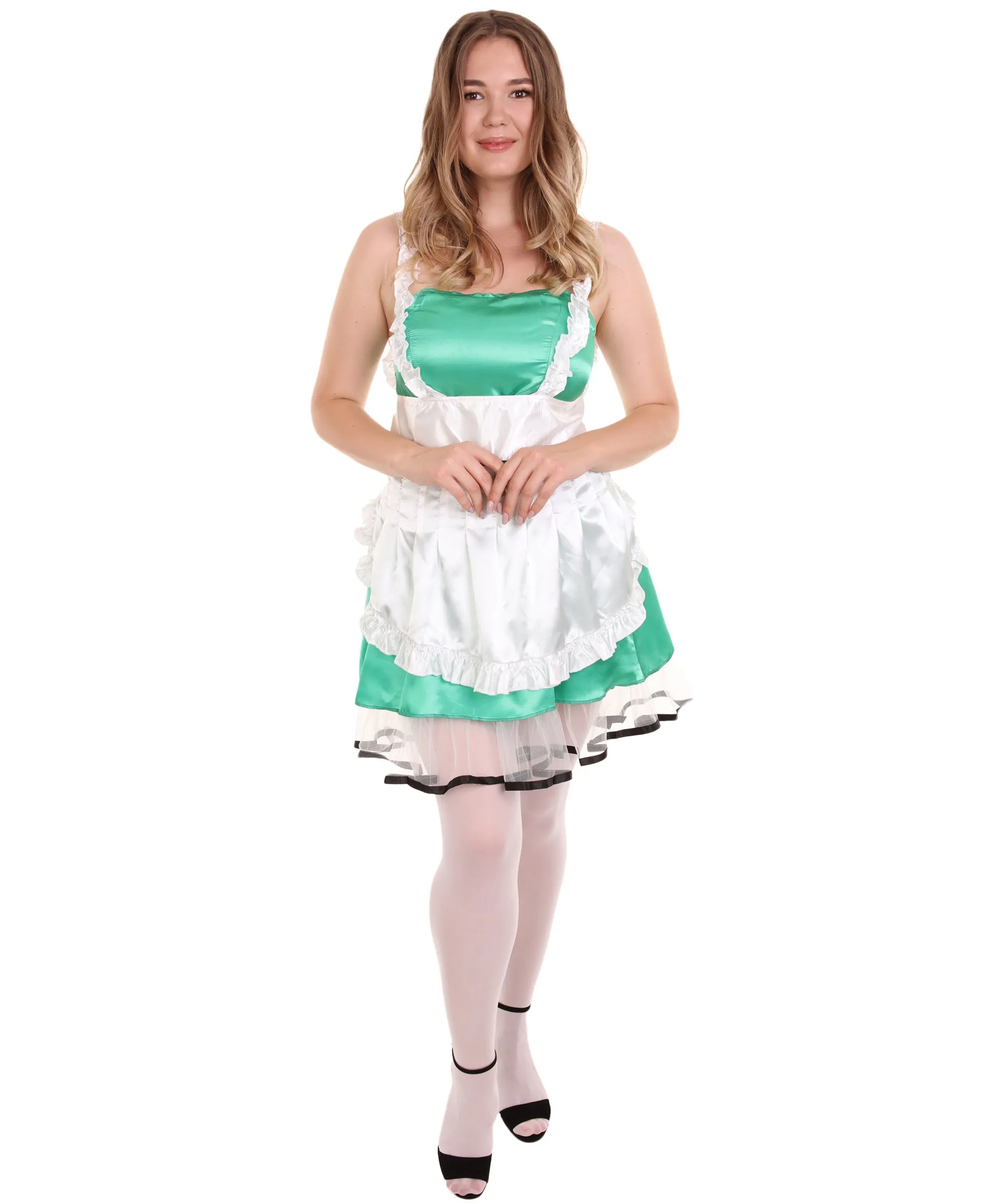 Adult Women's Sexy French Maid Uniform Costume | Green Cosplay Costume