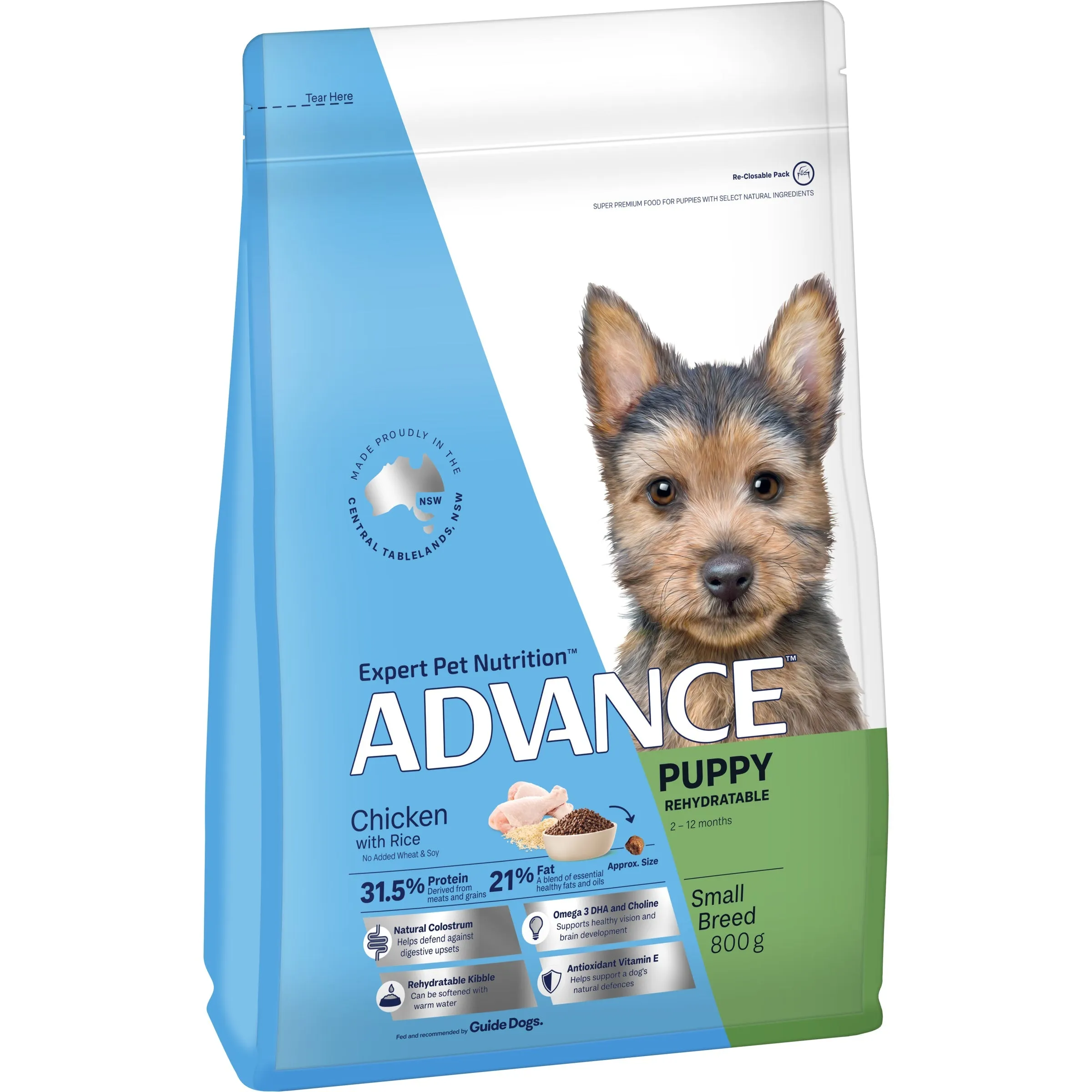 Advance Chicken and Rice Small Breed Puppy Rehydratable Dry Food 800G