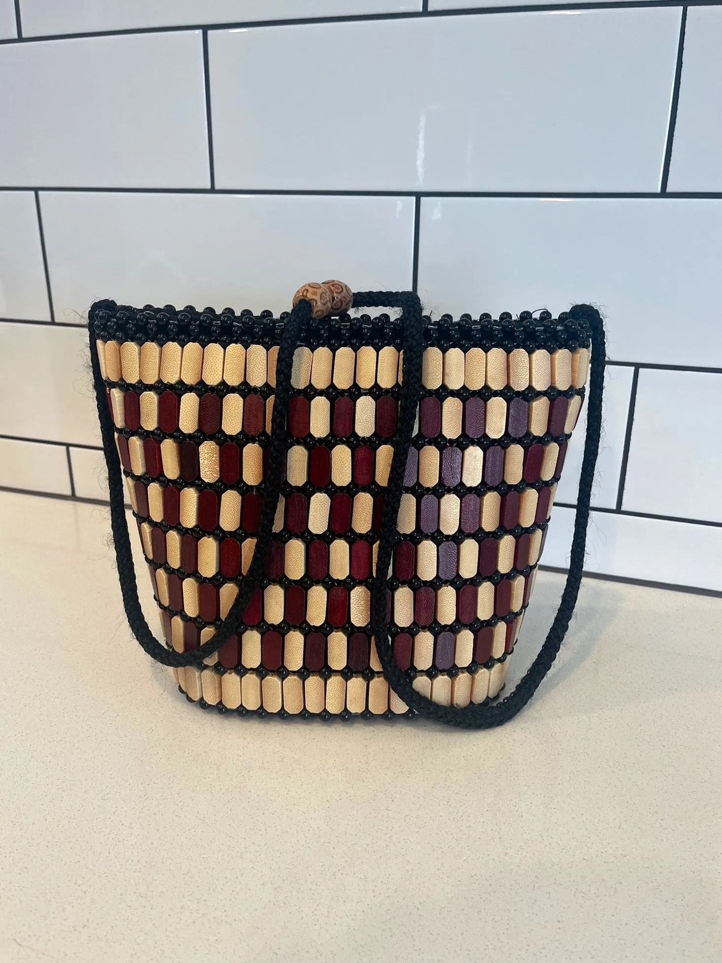 African beaded multicolored Tot handbag