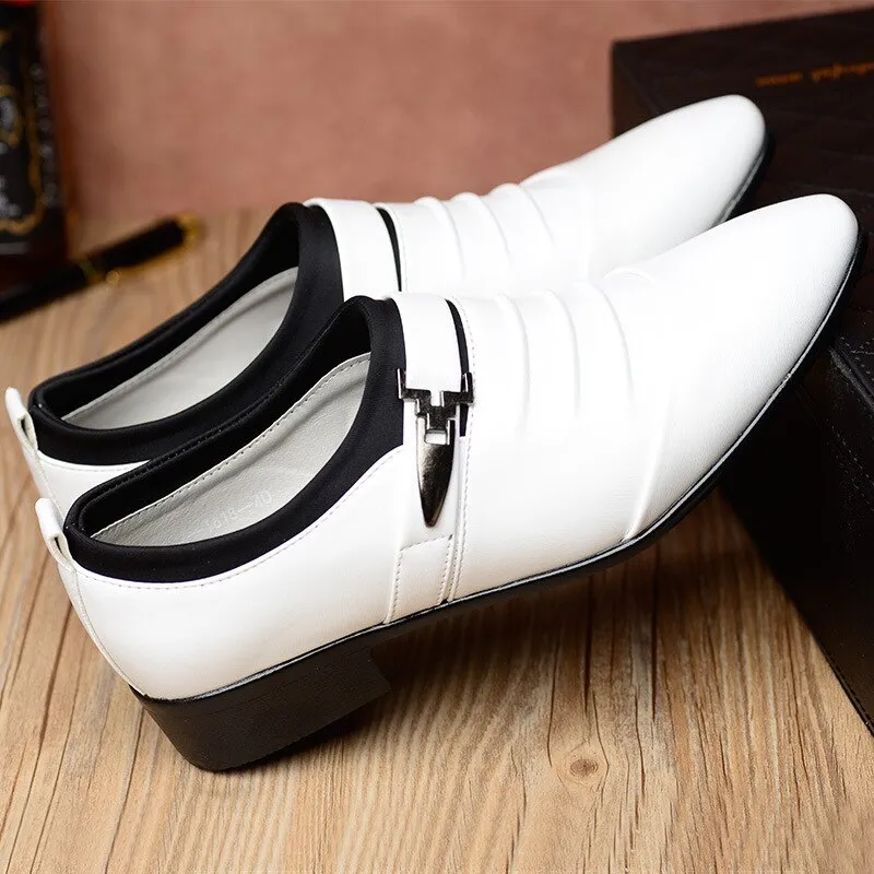 Amozae  Large Size Men Leather Shoes White Brown Business Dress Shoes Slip-On Man Casual Shoe Male Wedding Footwear Zapatillas Hombre