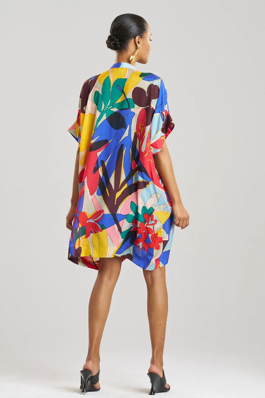 Antibes Printed Obi Silk Caftan Dress