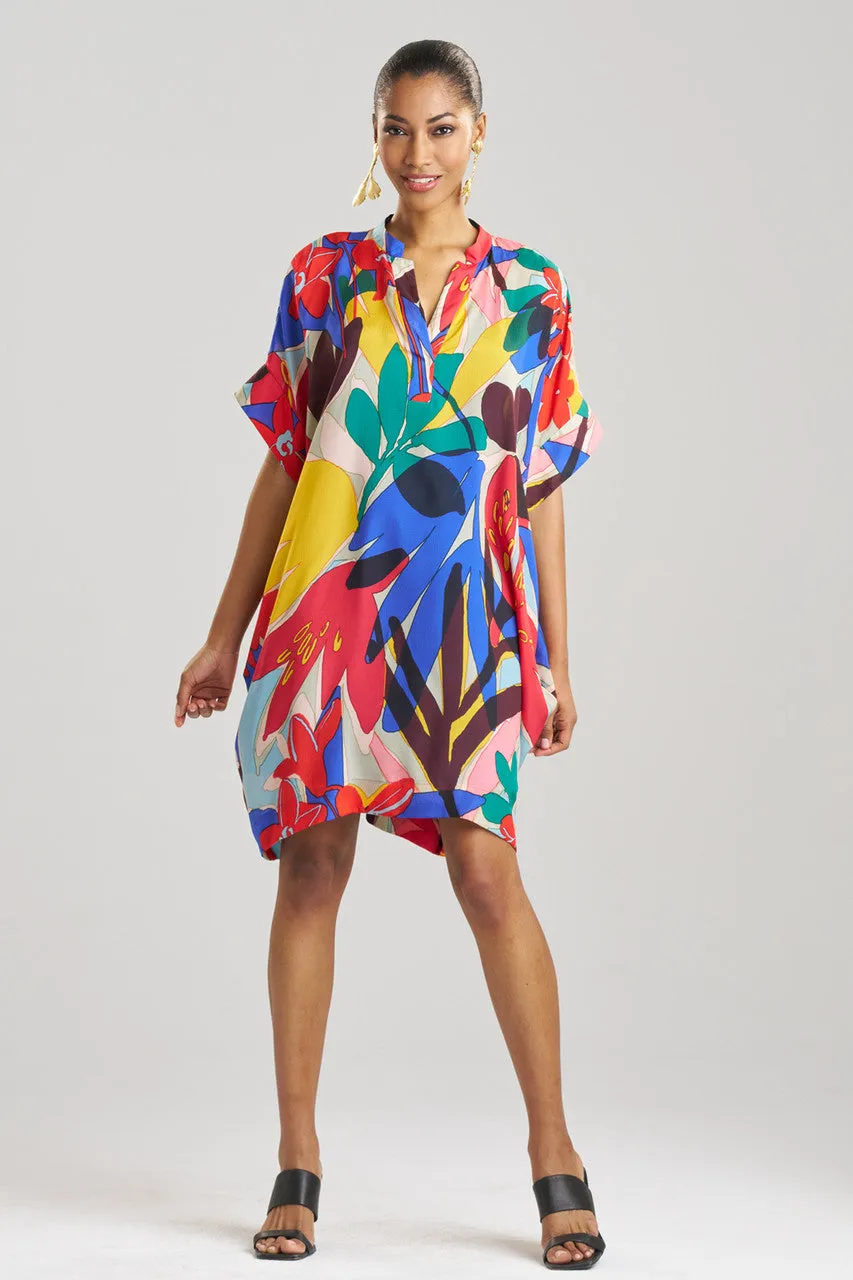 Antibes Printed Obi Silk Caftan Dress