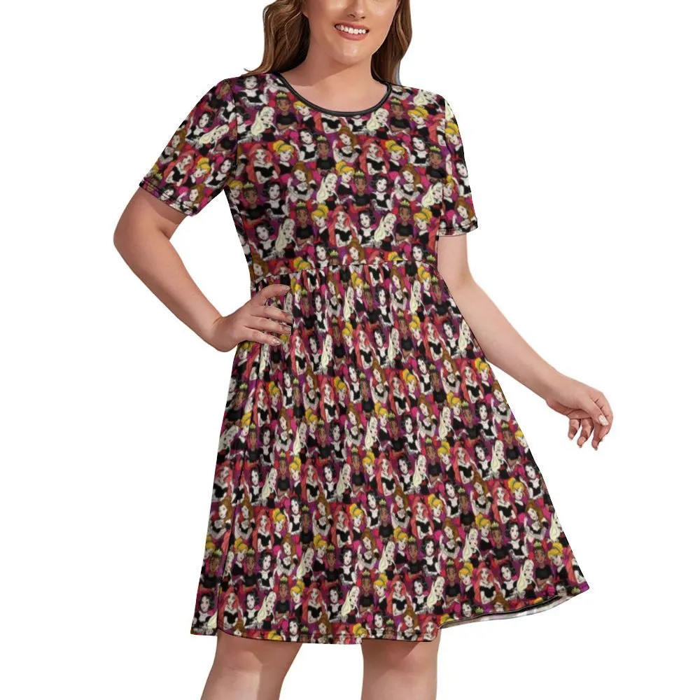 Bad Girls Women's Round Neck Plus Size Dress With Pockets