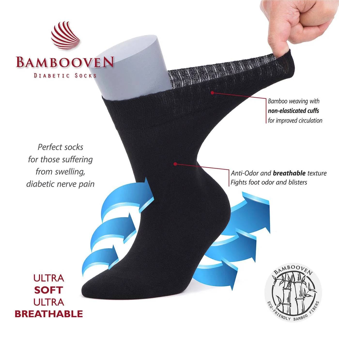 Bambooven Women’s Diabetic Dress & Trouser Socks – White, Loose Fit (6 Pack)