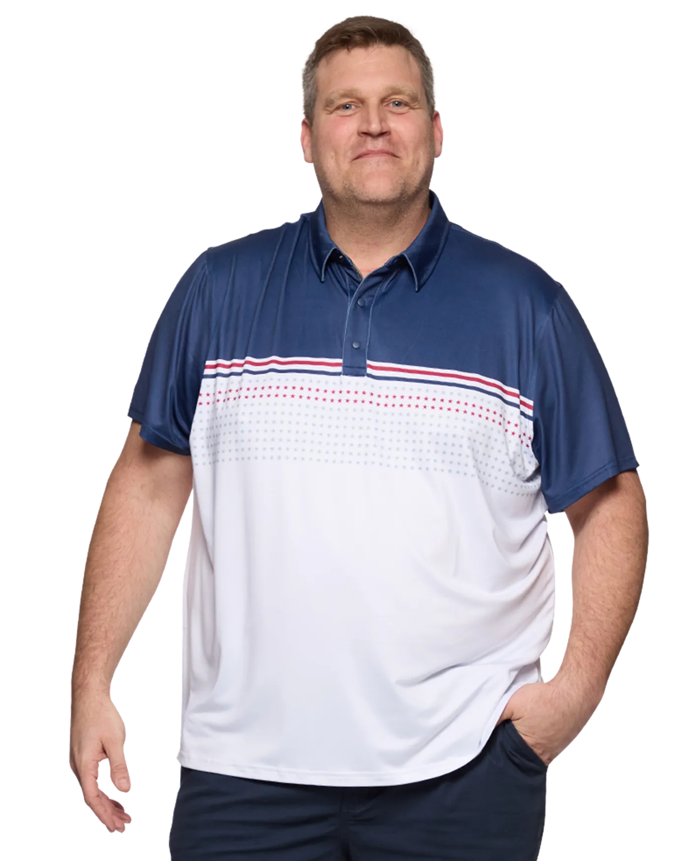 BANNER STARS & STRIPES BLOCKED PERFORMANCE POLO BIG & TALL