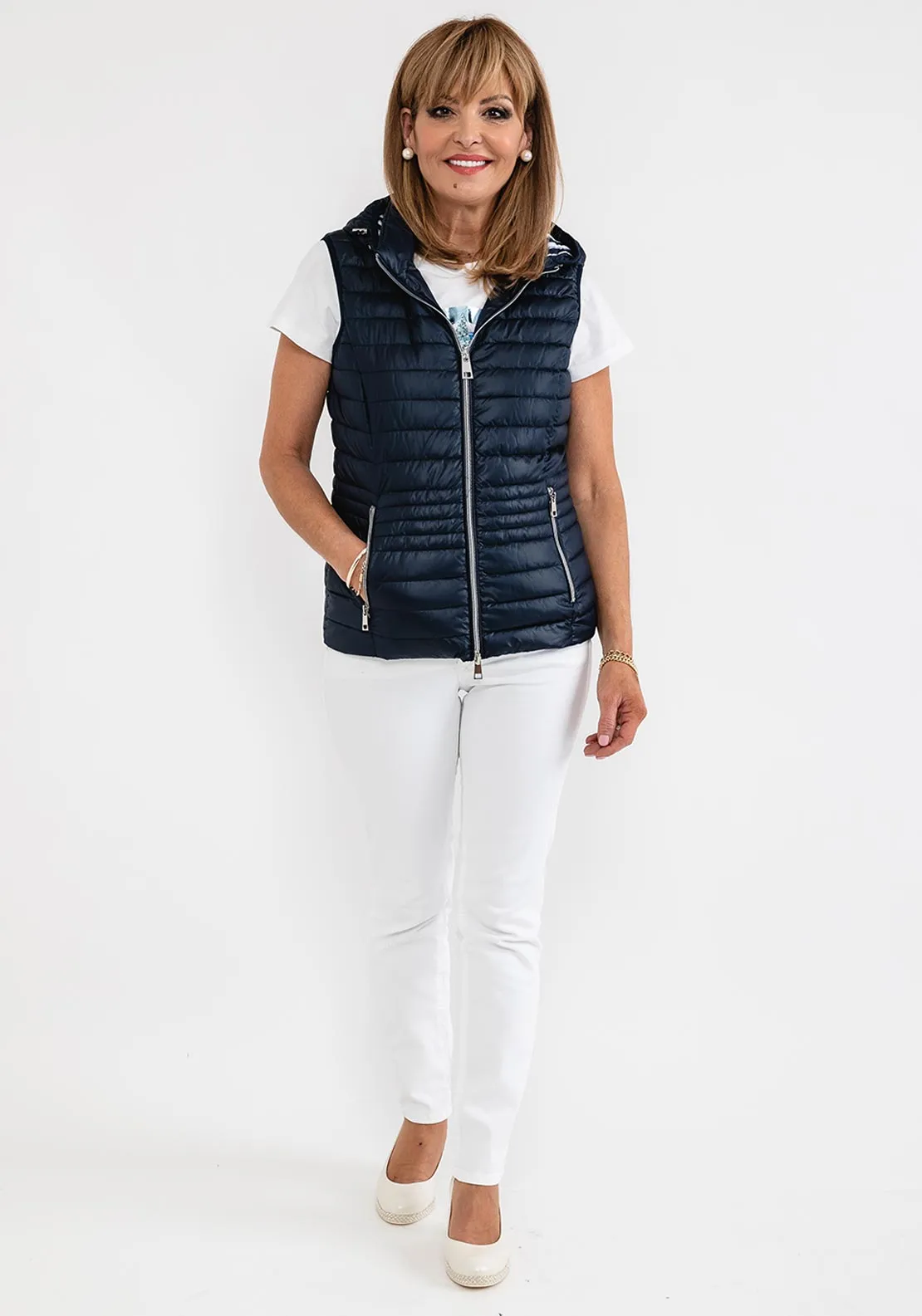 Barbara Lebek Hooded Quilted Gilet, Navy