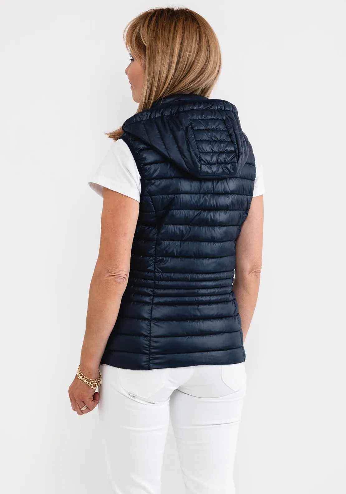 Barbara Lebek Hooded Quilted Gilet, Navy