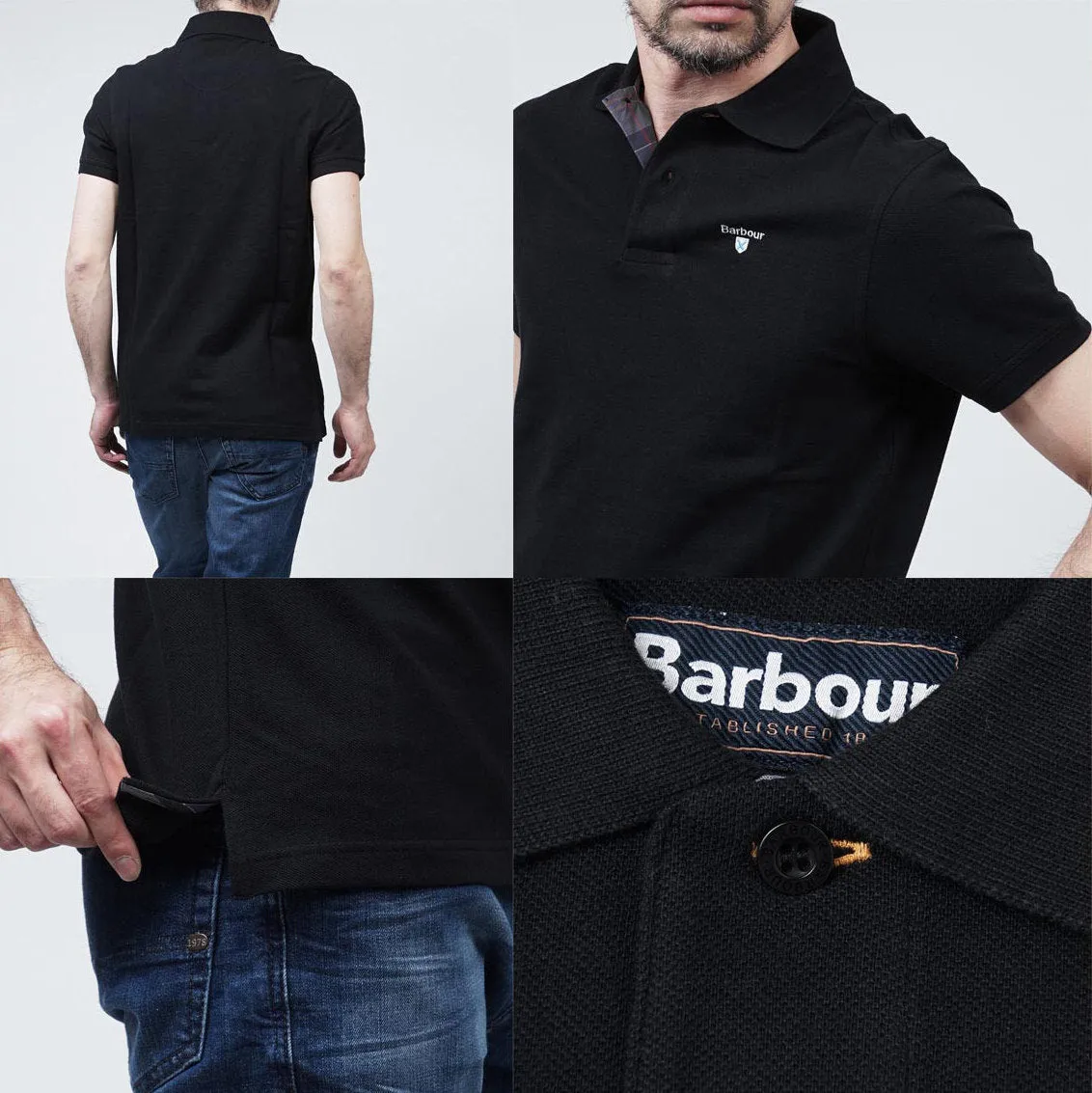 Barbour Polo Shirt-Mens-Tartan Pique-Black-MML0012BK31