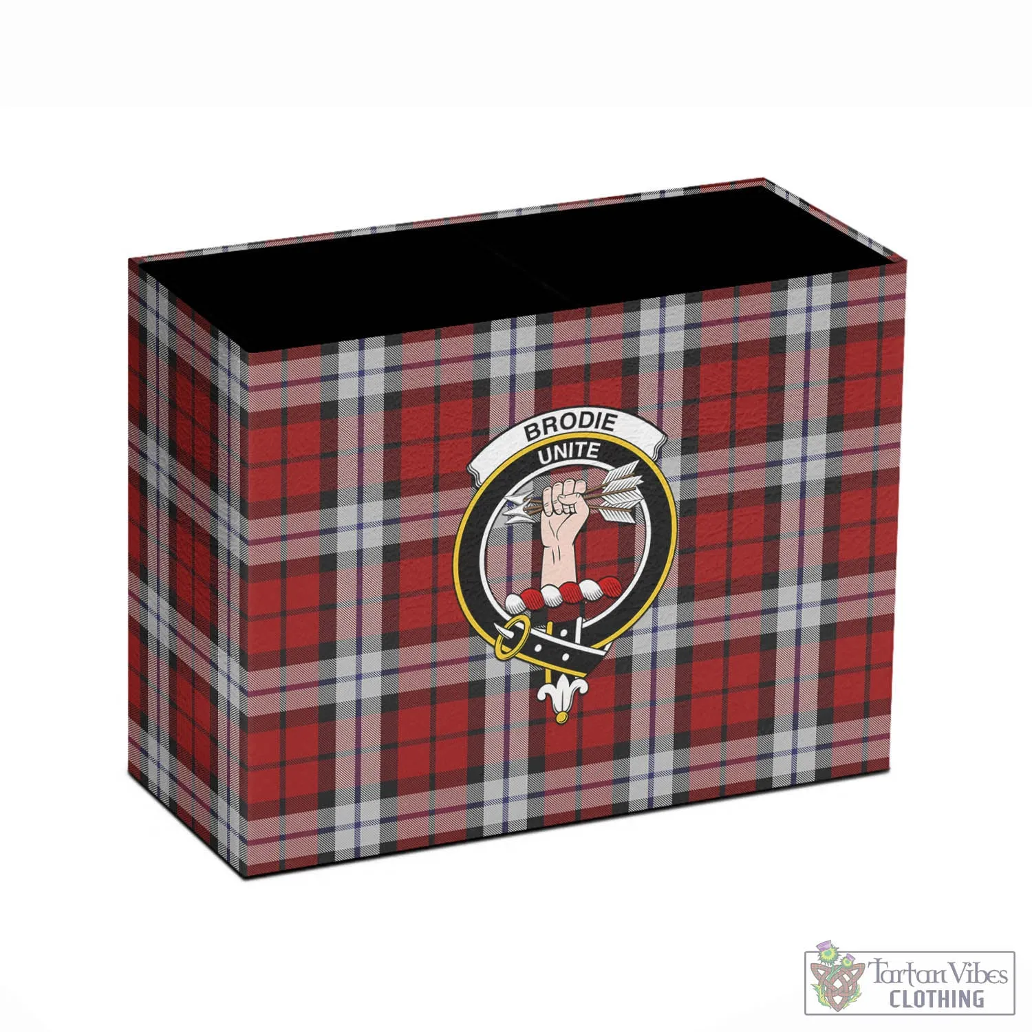 Brodie Dress Tartan Pen Holder with Family Crest