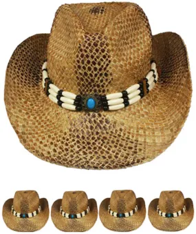 brown color straw cowboy hat Case of 72