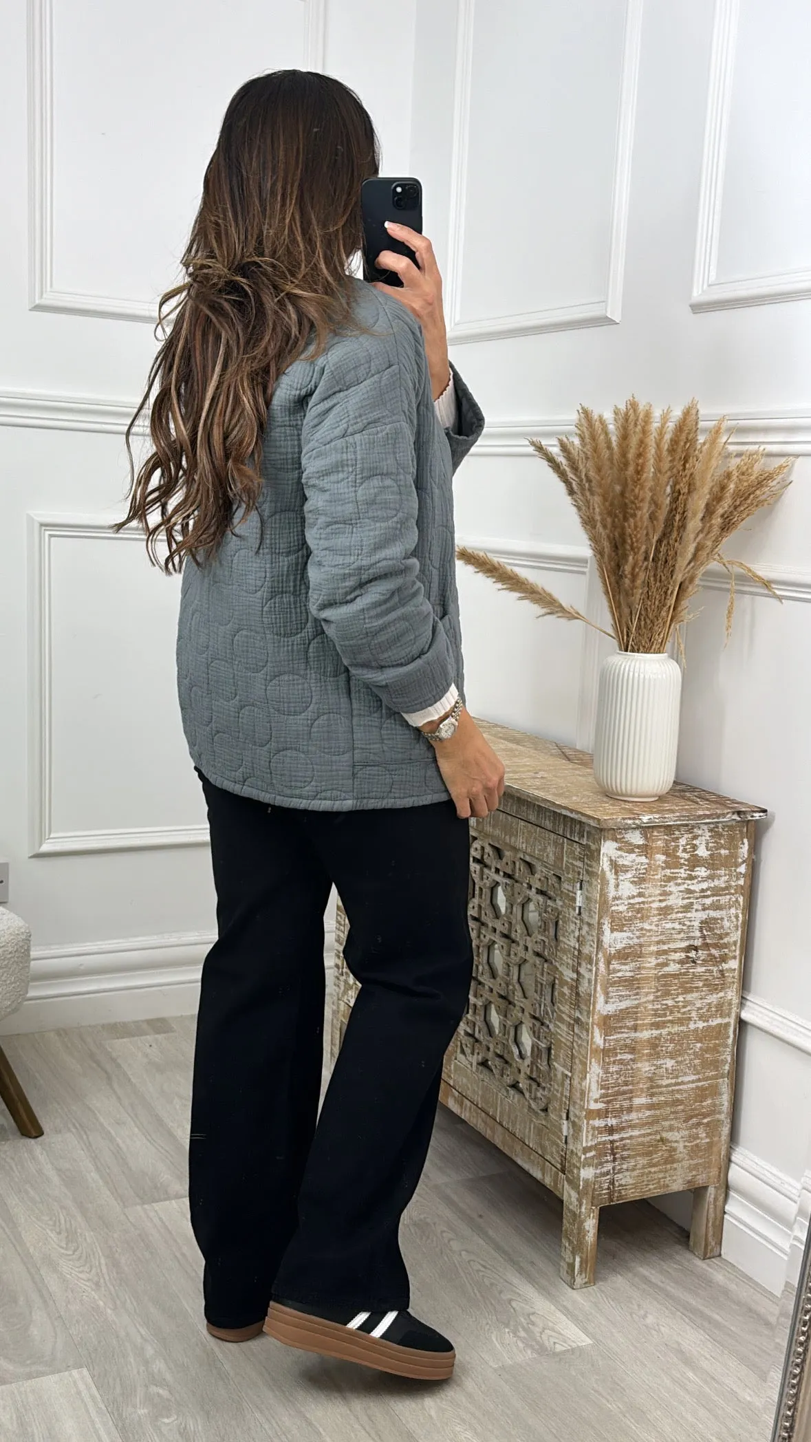 Bruna Grey Quilted Jacket