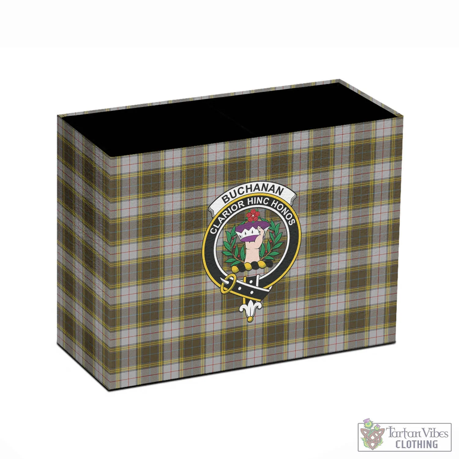 Buchanan Dress Tartan Pen Holder with Family Crest