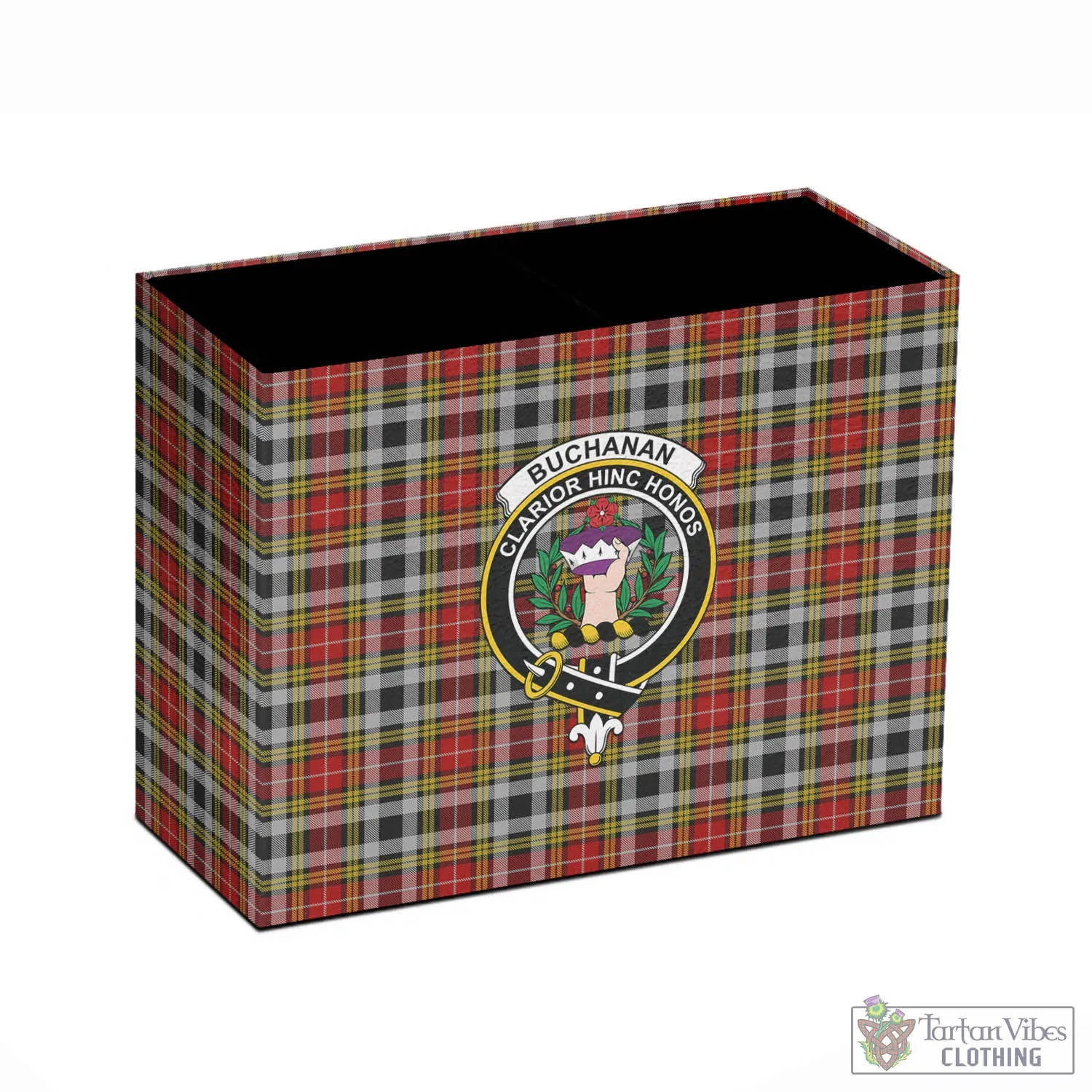 Buchanan Old Dress Tartan Pen Holder with Family Crest