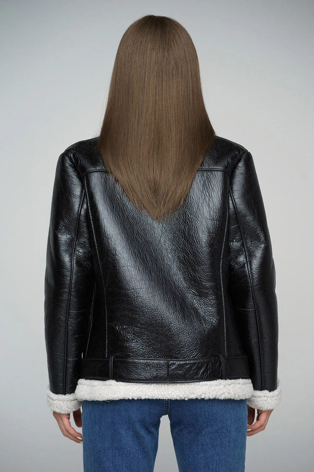 Buy Me Fur - Women's Black Merino Shearling Leather Jacket