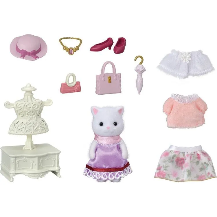 Calico Critters Fashion Playset Persian Cat, Dollhouse Playset with Figure and Fashion Accessories