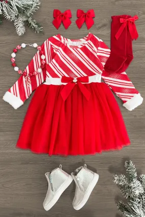 Candy Cane Striped Tutu Dress