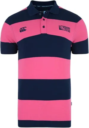 Canterbury RWC 2015 Hoop Stripe Adults Navy/Pink Polo