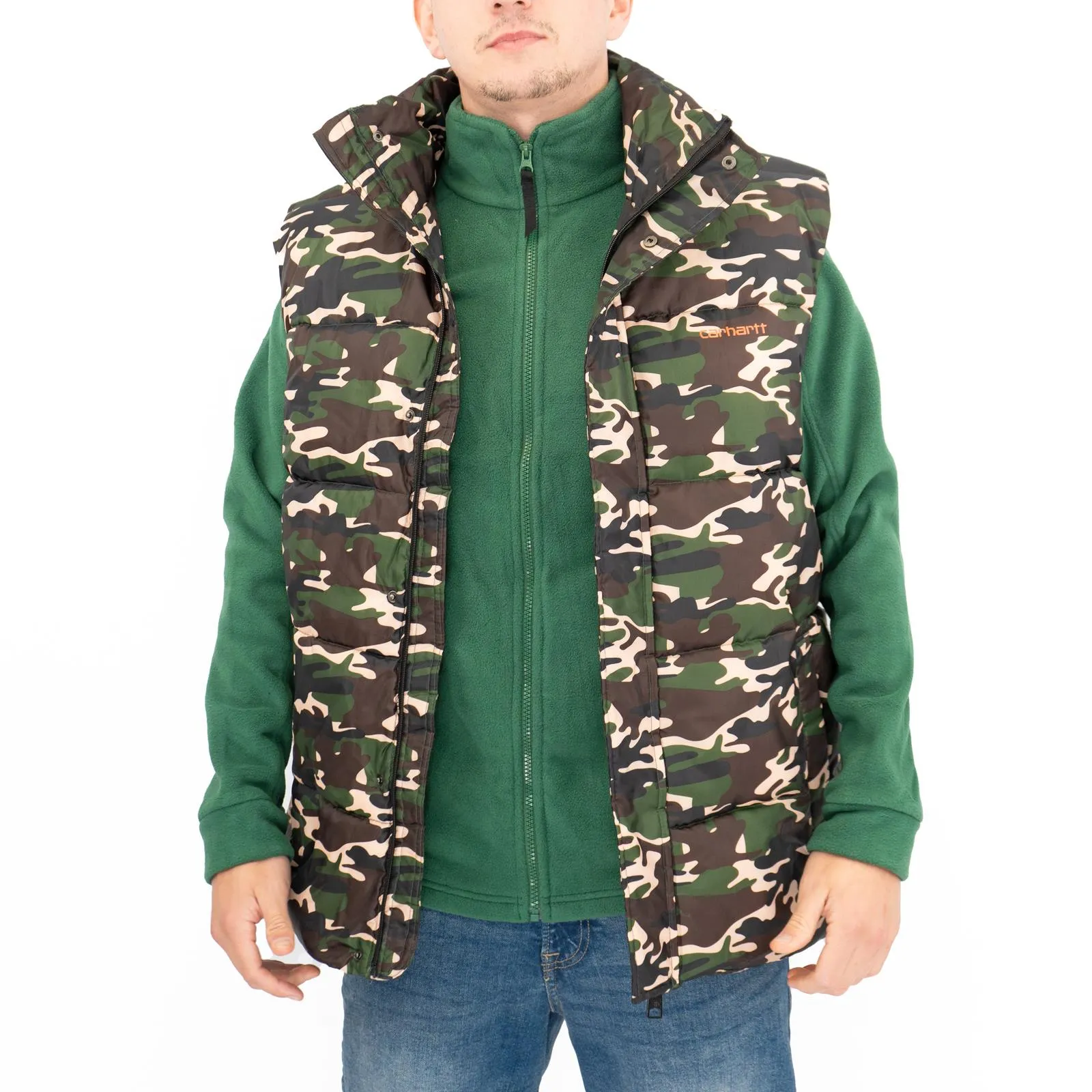 Carhartt Mens Danville Camouflage Gilet Full Zip Padded