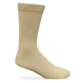 Carolina Ultimate Non-Binding Ribbed Crew Socks 2 Pair Pack  Khaki ( Mens shoe size 9-13)