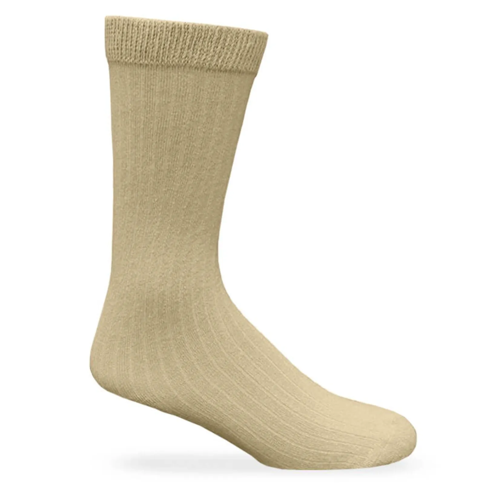 Carolina Ultimate Non-Binding Ribbed Crew Socks 2 Pair Pack  Khaki ( Mens shoe size 9-13)