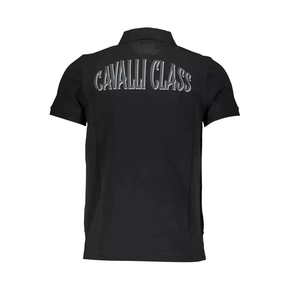 Cavalli Class Black Cotton Men Polo Shirt