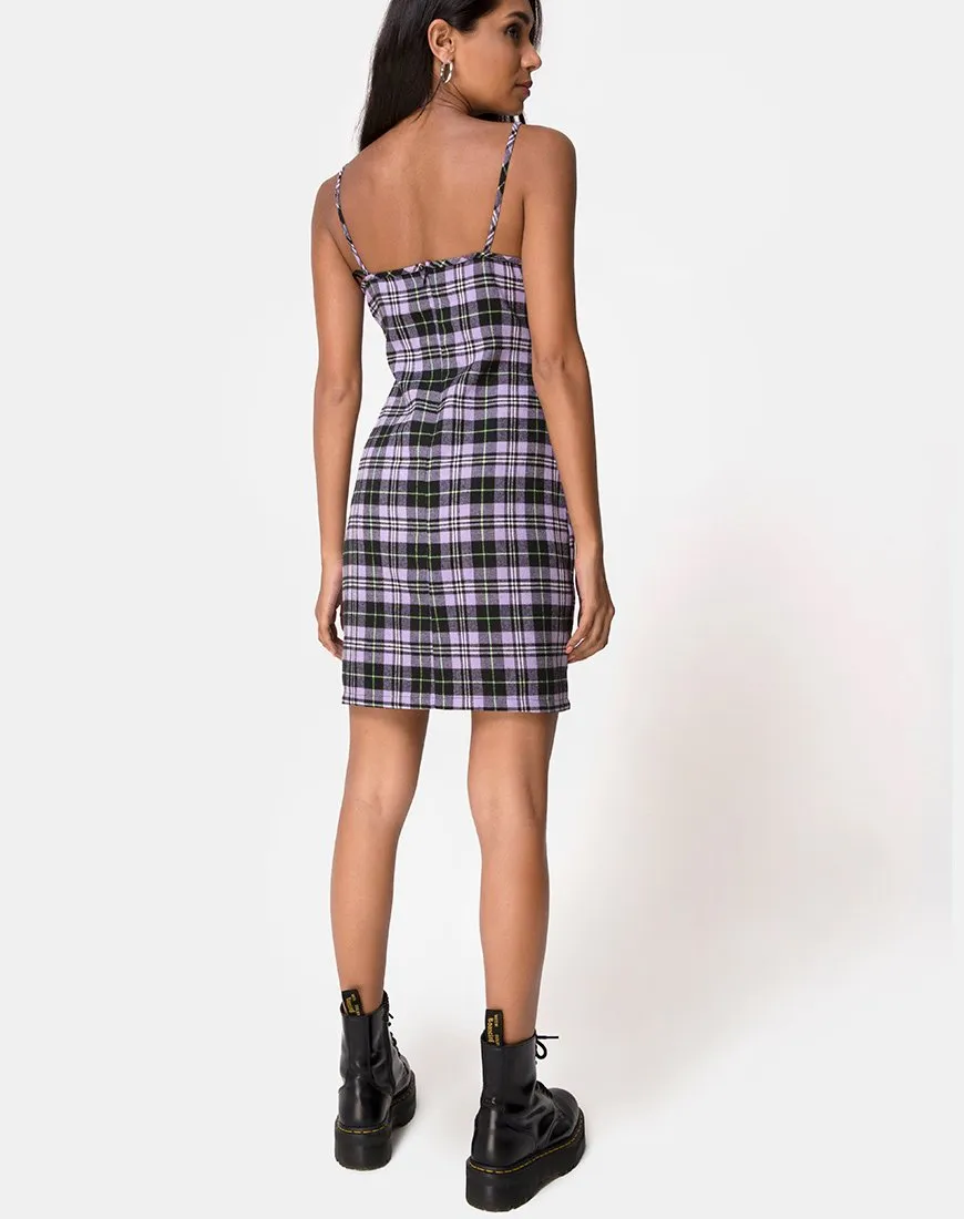 Cecile Dress in Plaid Lilac