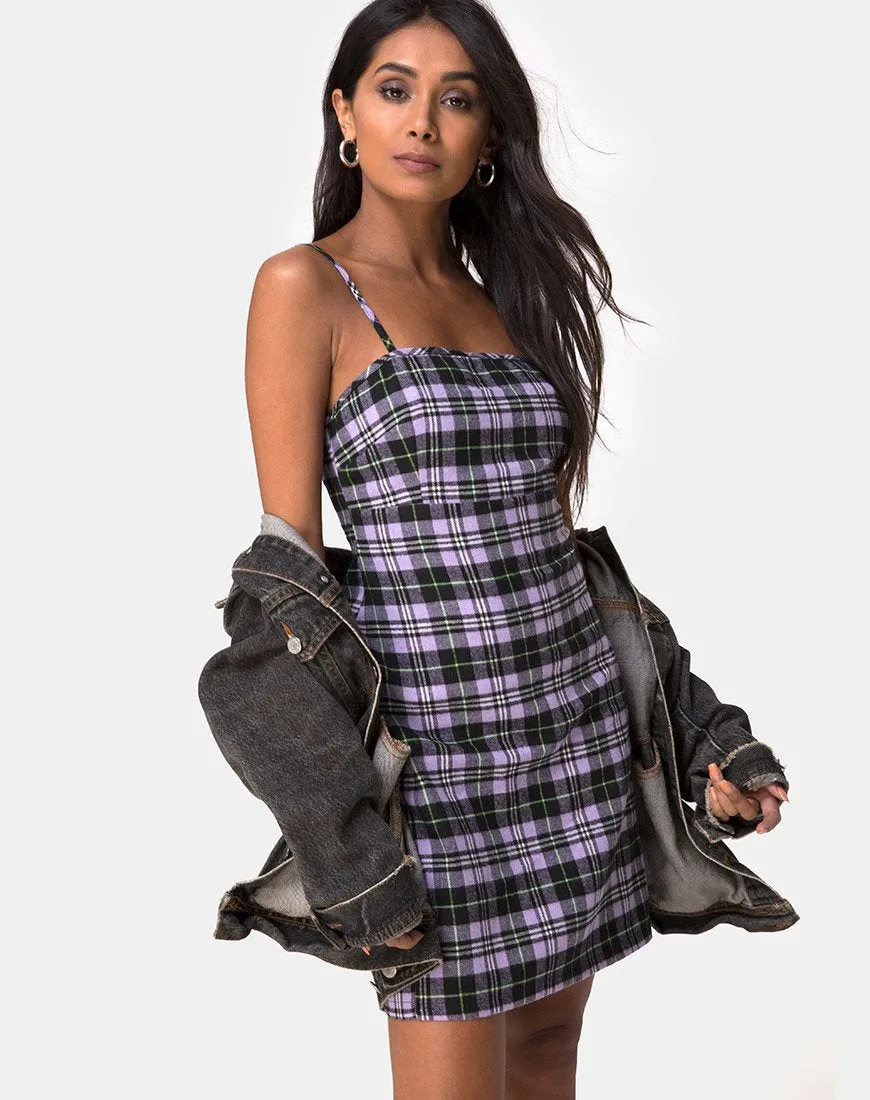 Cecile Dress in Plaid Lilac