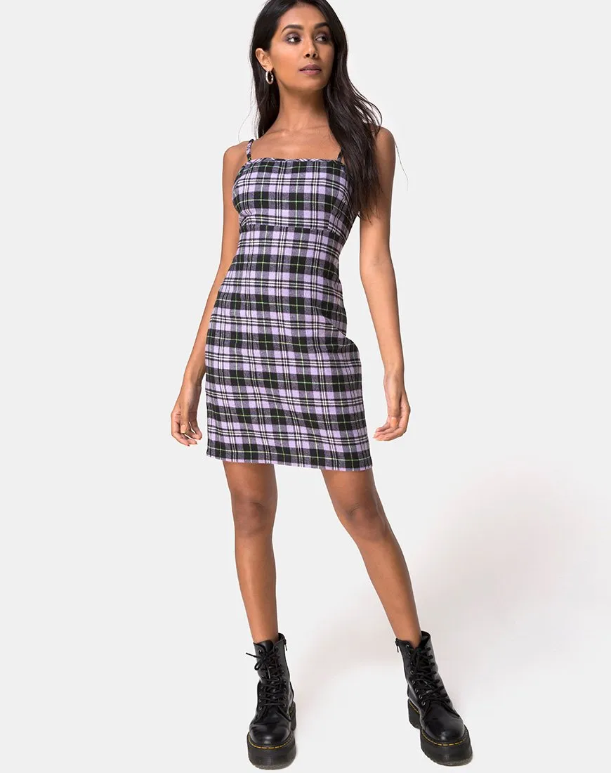 Cecile Dress in Plaid Lilac