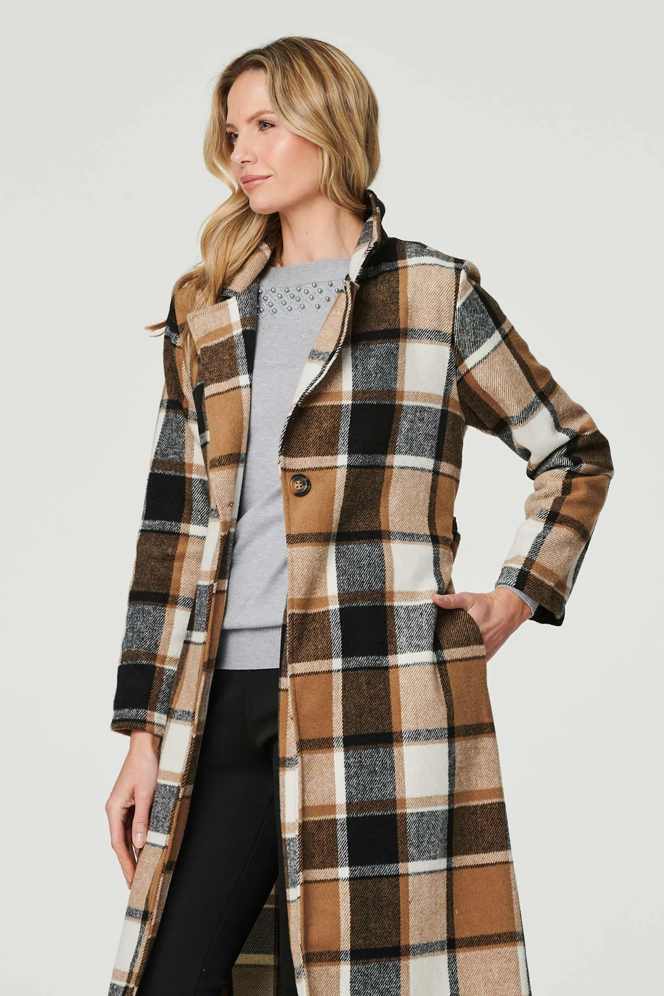 Checked Longline Tailored Coat