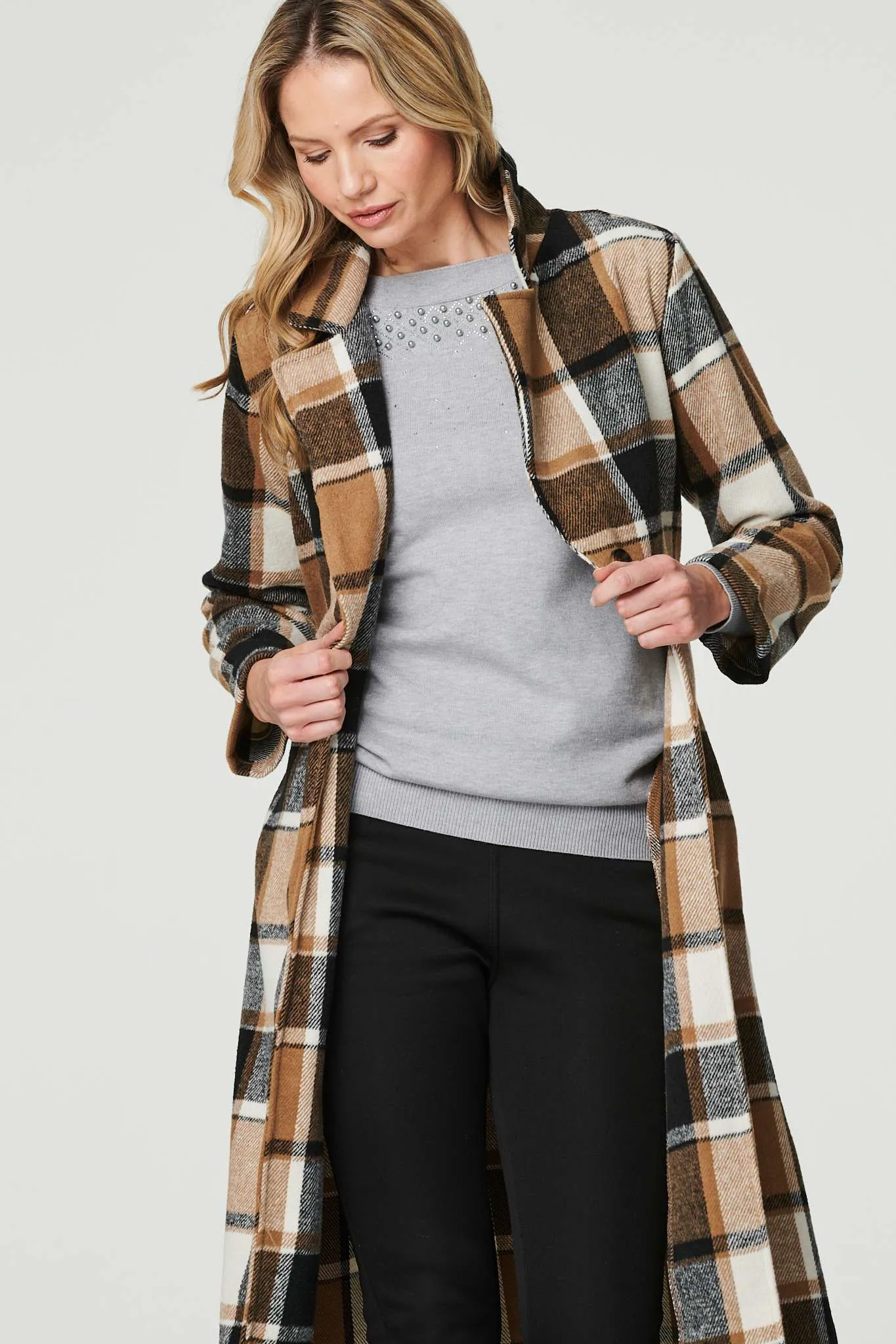 Checked Longline Tailored Coat