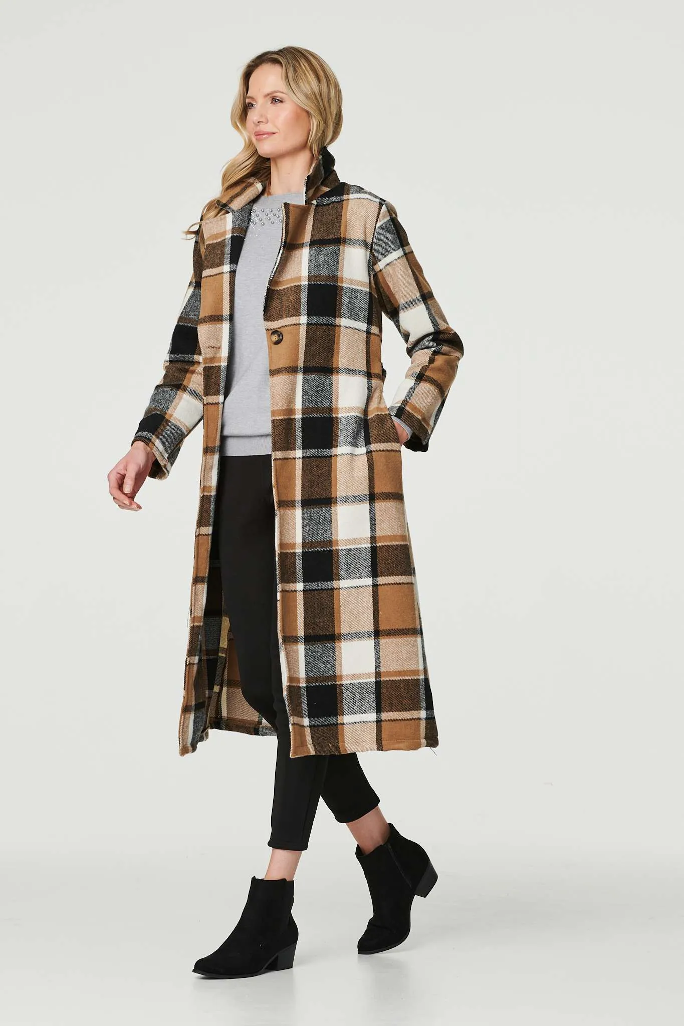 Checked Longline Tailored Coat