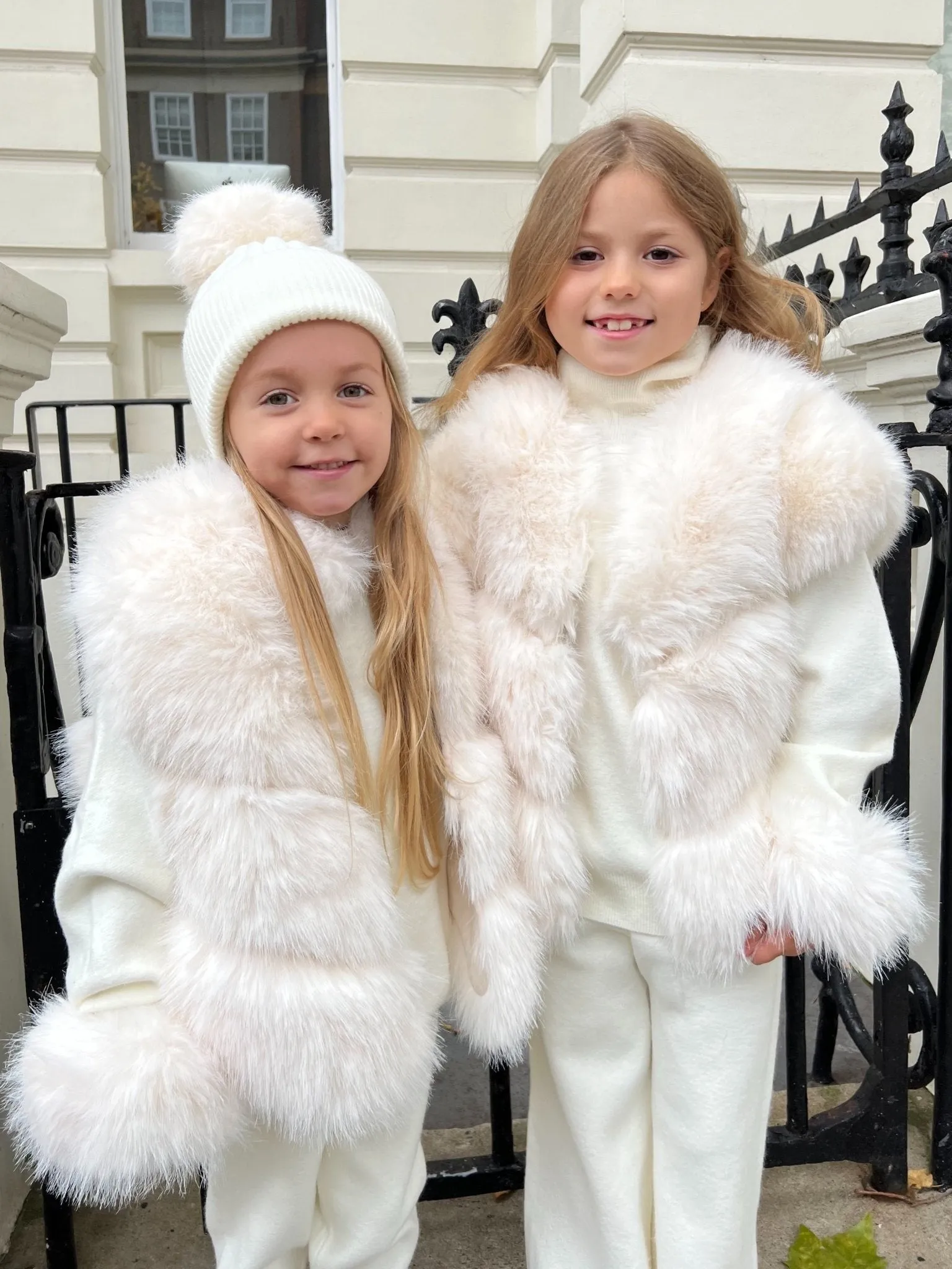 Childrens Cream Premium Faux Fur Short Gilet