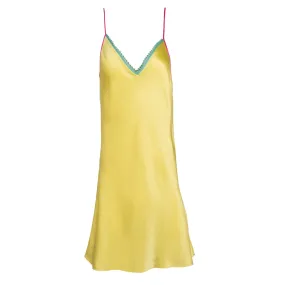 Citron Lace-Trim Mini Slip Dress