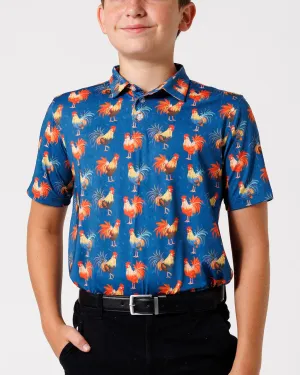 Cocky Rooster (Navy) Boy's Polo