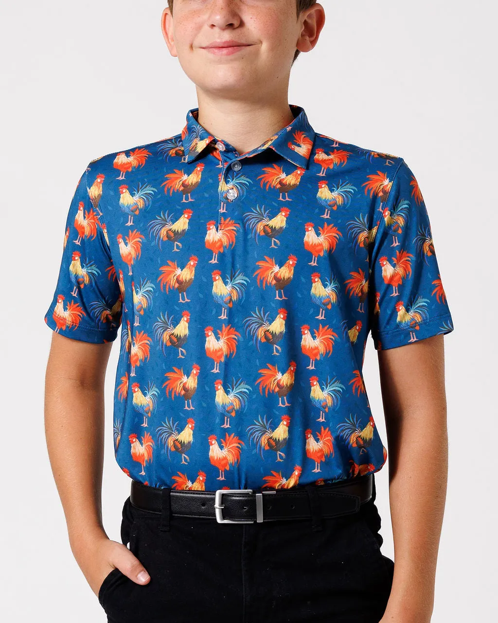 Cocky Rooster (Navy) Boy's Polo