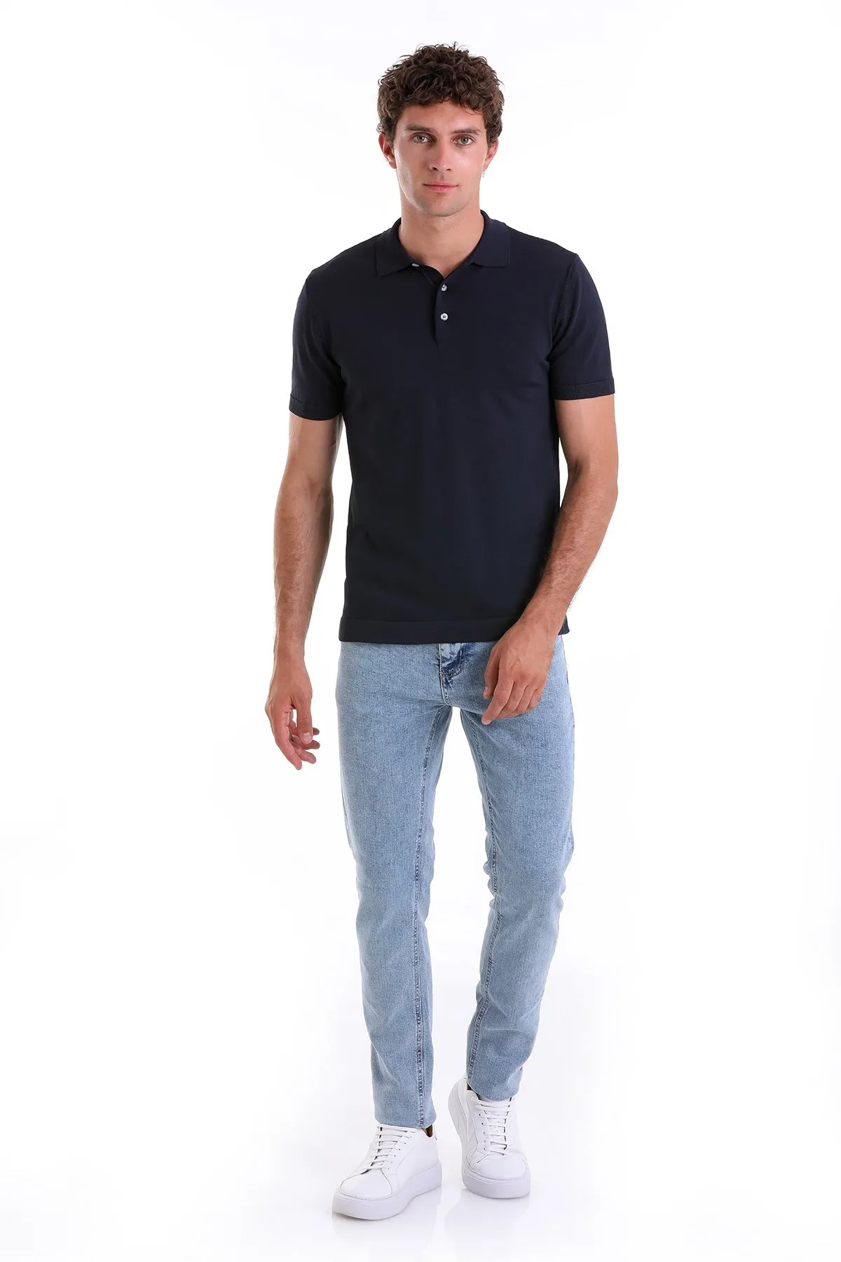 Comfort Fit Basic Navy Polo T-Shirt