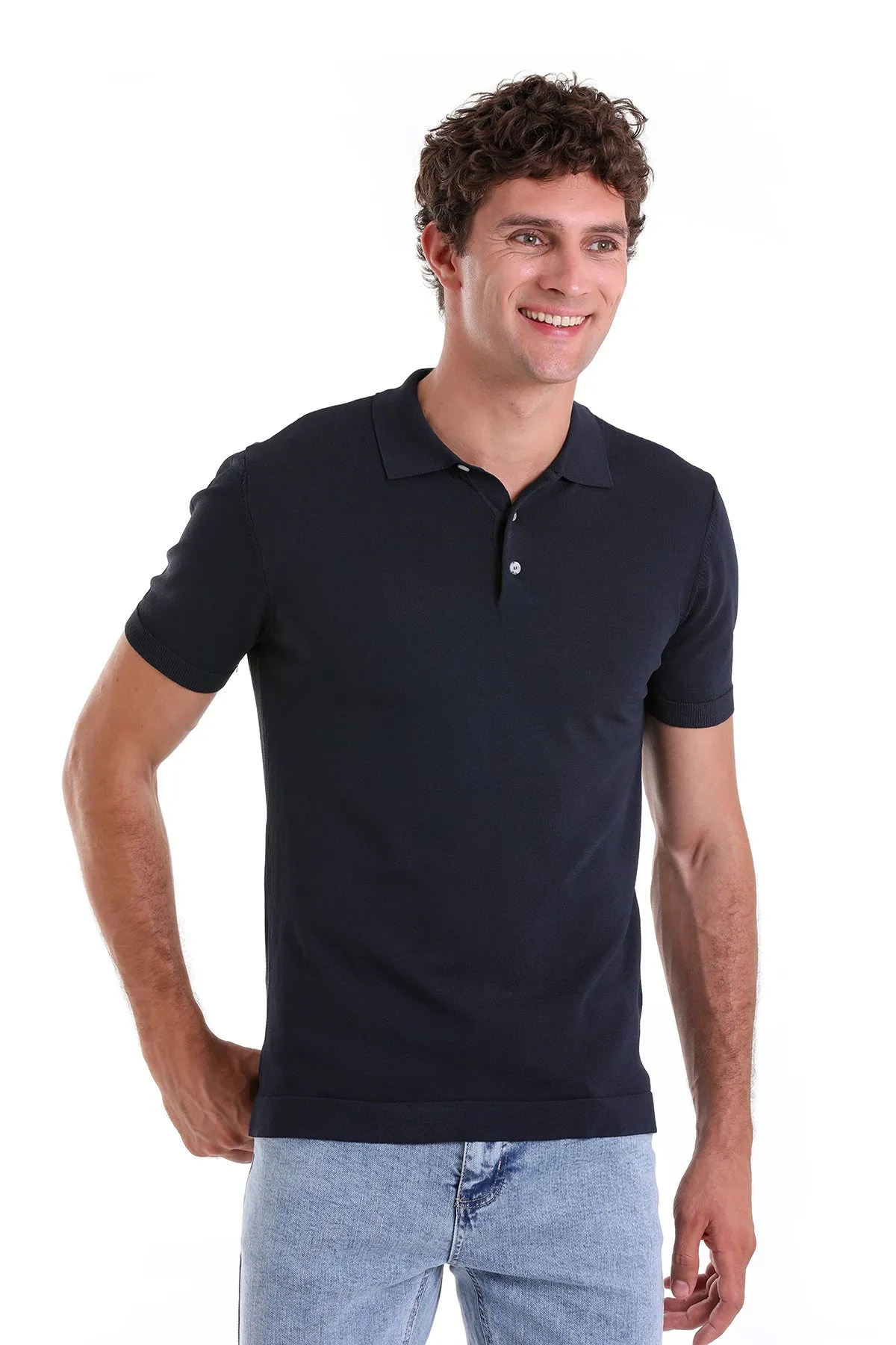 Comfort Fit Basic Navy Polo T-Shirt