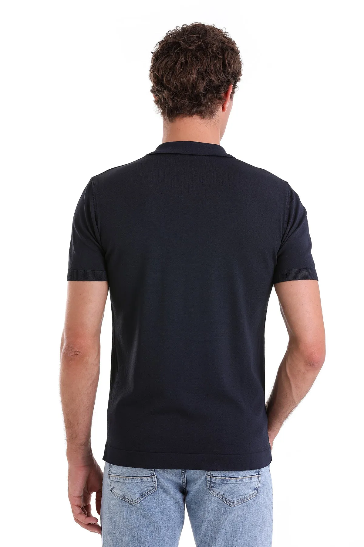 Comfort Fit Basic Navy Polo T-Shirt