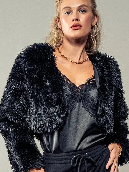 Cropped Faux Fur Coat