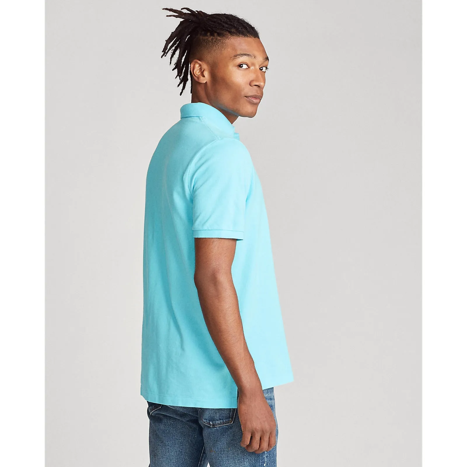 Custom Fit Mesh Polo - Turquoise (Pink Pony)