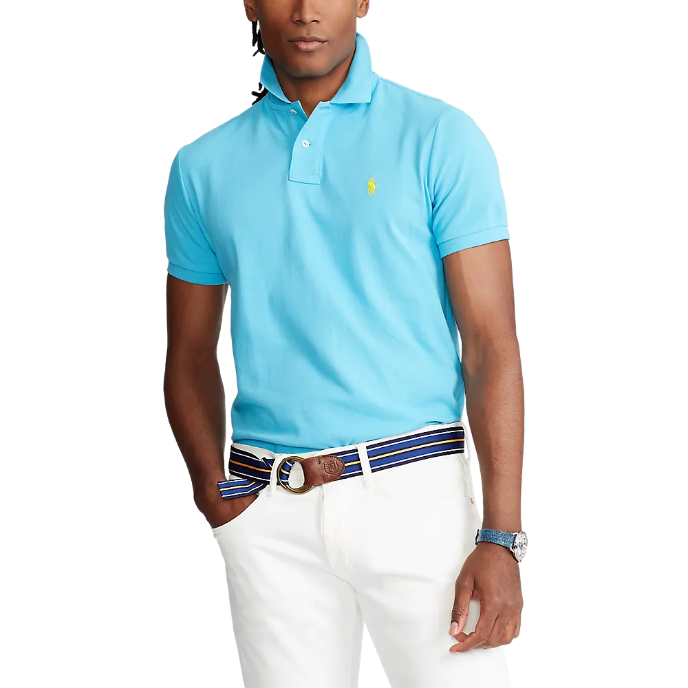 Custom Fit Mesh Polo - Turquoise (Yellow Pony)