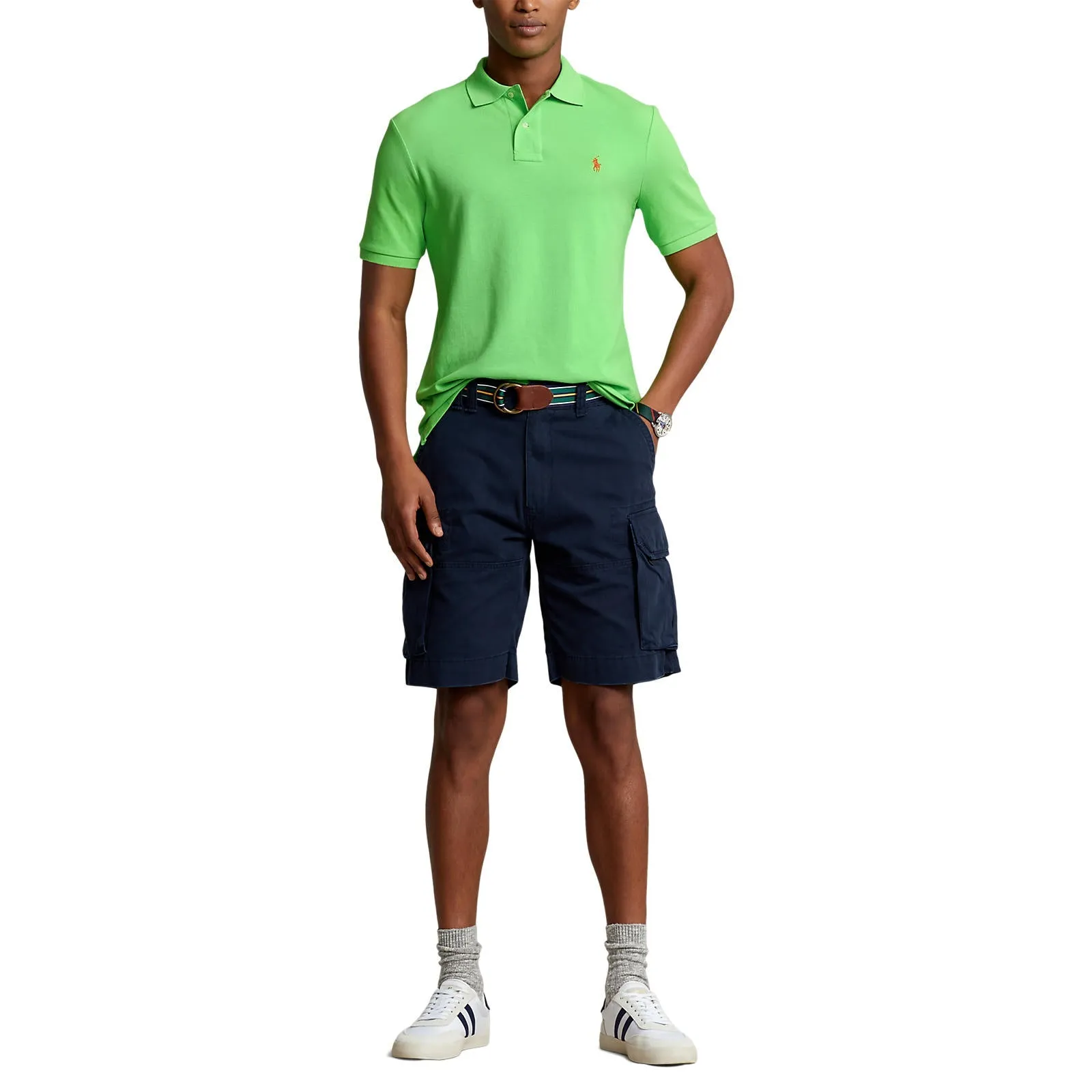 Custom Slim Fit Mesh Polo Shirt - Kiwi Lime