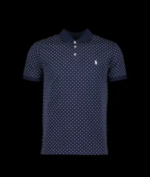 Custom Slim Fit Stretch Mesh Polo Shirt - Navy