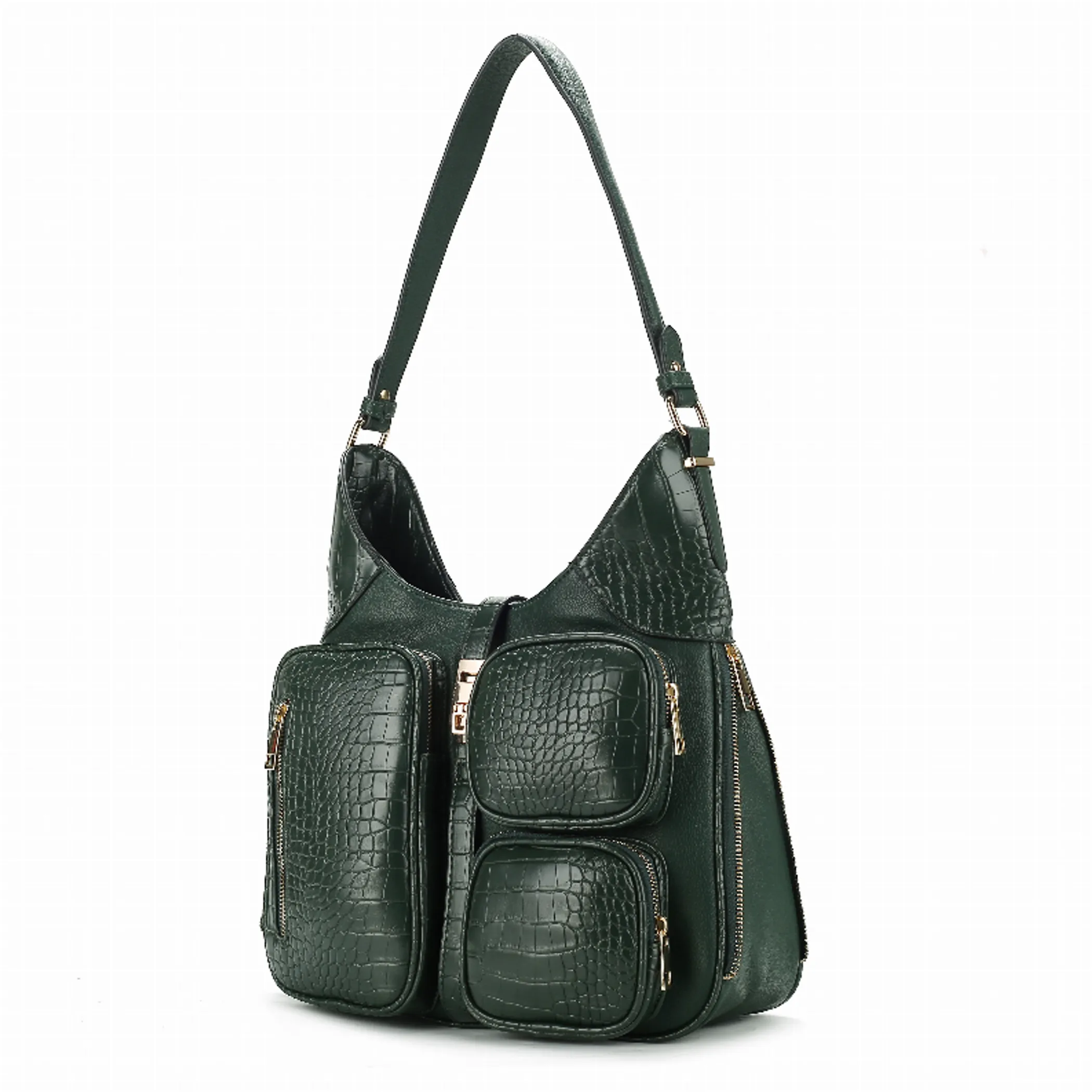 Daphne Crocodile-embossed Vegan Leather Shoulder