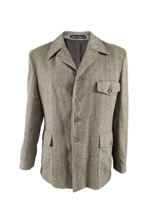 Dhobi Vintage 1970s Mens Wool Herringbone Tweed Jacket