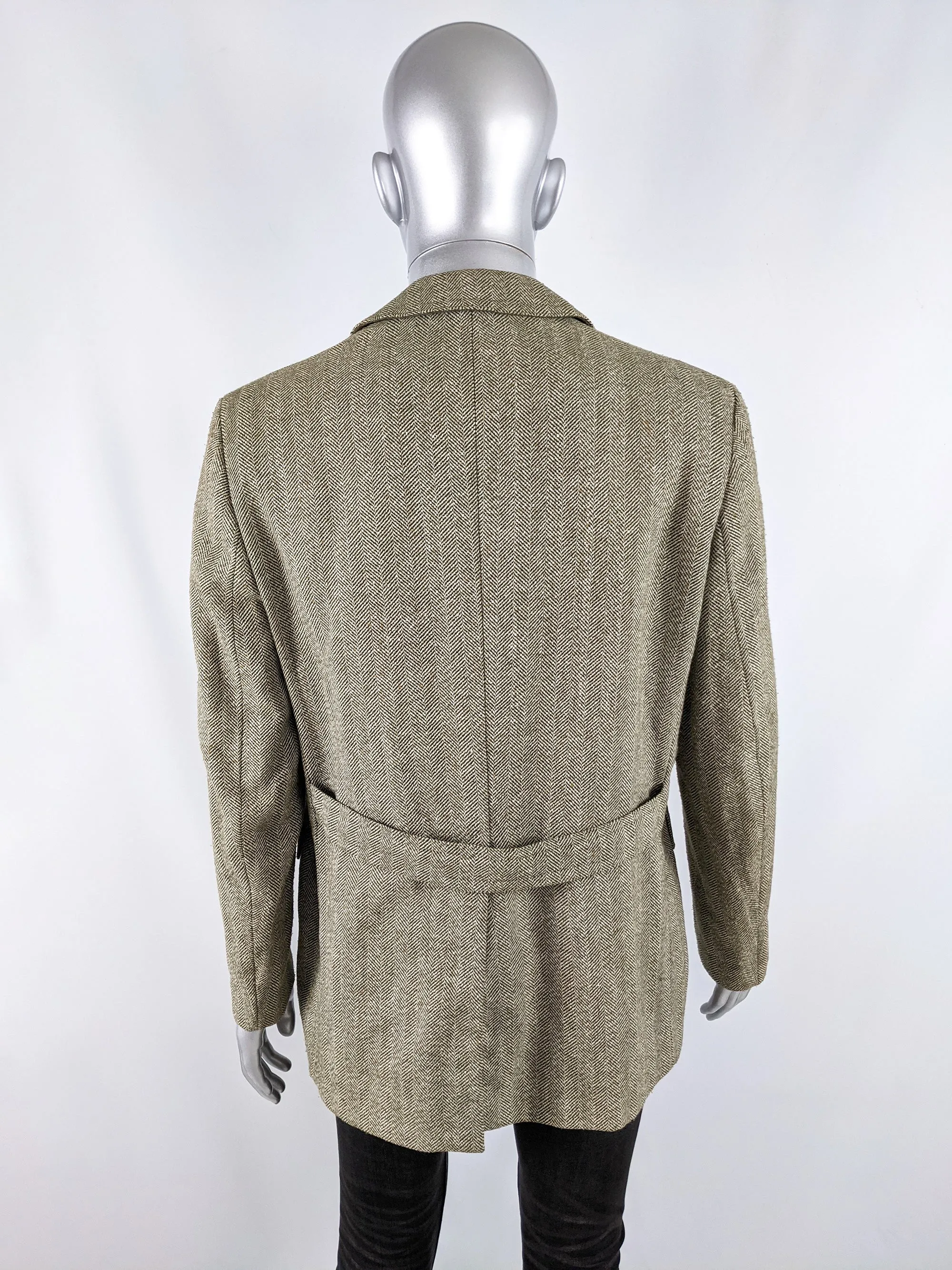 Dhobi Vintage 1970s Mens Wool Herringbone Tweed Jacket